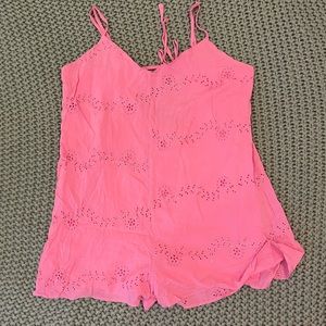 Pink embroidered romper